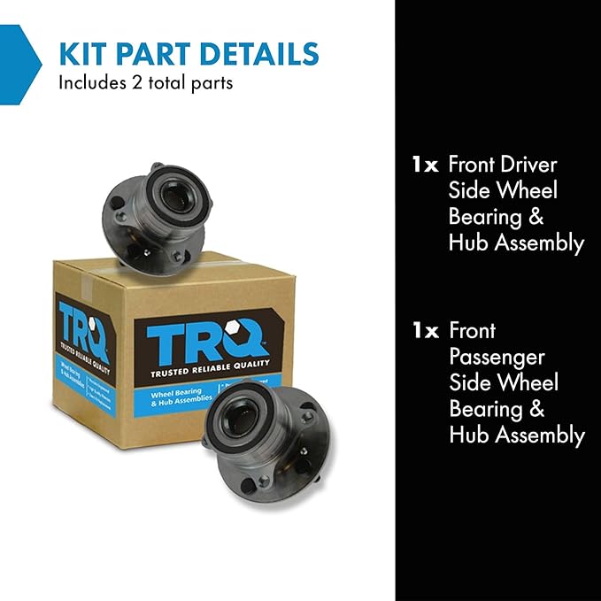TRQ Front Left and Right Wheel Bearing and Hub Assembly Set 2 Piece Compatible with 2007-2013 Acura MDX 2010-2013 ZDX 2009-2015 Honda Pilot