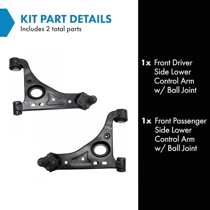 TRQ Front Left and Right Lower Control Arm with Ball Joint Set 2 Piece Compatible with 2013-2022 Buick Encore 2015-2022 Chevrolet Trax