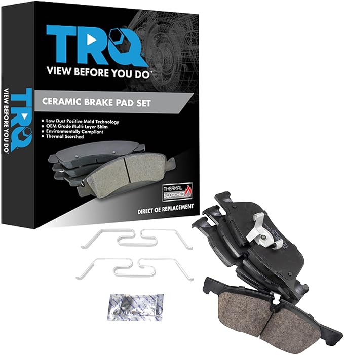 TRQ Front Ceramic Brake Pad Set Compatible with 15-16 Land Rover Discovery Sport 16-19 Range Rover Evoque 18-20 Jaguar E-Pace