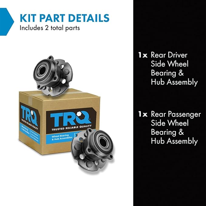 TRQ Rear Left and Right Wheel Bearing and Hub Assembly Set 2 Piece Compatible with 2007-2013 Acura MDX 2010-2013 ZDX 2009-2015 Honda Pilot All Wheel Drive