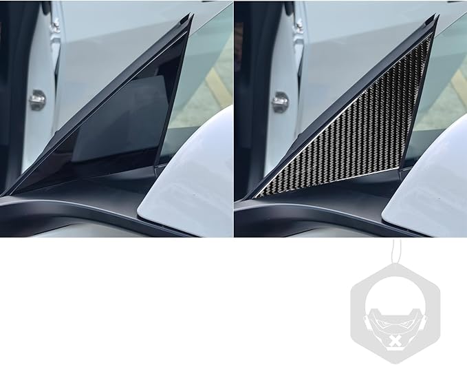 Carbon Fiber Sticker Front Door Triangle Window Pillar Cover Car Exterior Trim Compatible with Tesla Model 3 2024 Accessories Decorative Sticker Anti-Kick Film Overlay Decal Cover