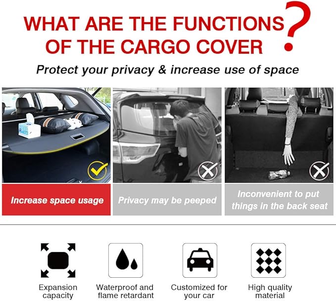 Powerty Cargo Cover for 2017-2022 Kia Sportage, Retractable Trunk Cover Trunk Shielding Shade for 2017-2022 Sportage Accessories Cargo Luggage Covers Black(Not Fit 2023 Sportage)