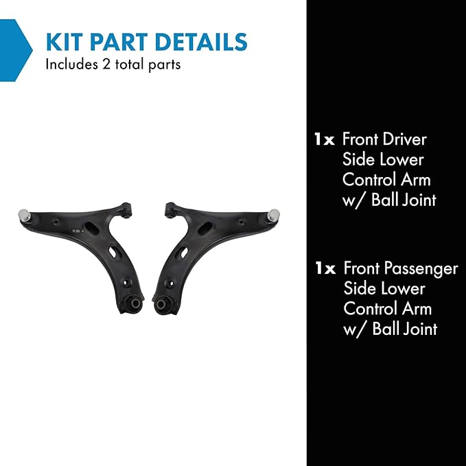 TRQ Front Lower Driver and Passenger Side Control Arm and Ball Joint Set 2 Piece Compatible with 2019-2023 Subaru Forester 2019-2023 Crosstrek Hybrid 2024 Crosstrek Base Model 2024 Crosstrek Premium