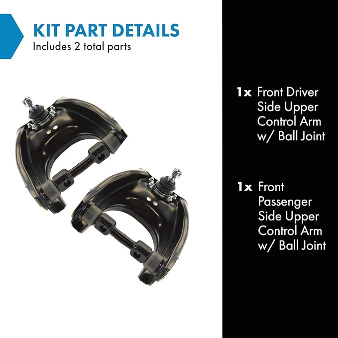 TRQ Front Upper Driver and Passenger Side Control Arm and Ball Joint Set 2 Piece Compatible with 1988-1995 Isuzu Pickup Rear Wheel Drive