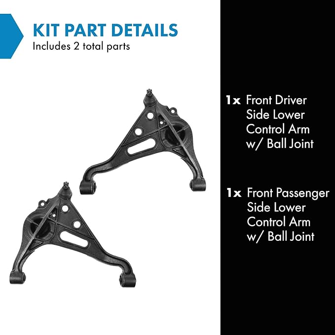 TRQ Front Left and Right Lower Control Arm with Ball Joint Set 2 Piece Compatible with 1999-2004 Chevrolet Tracker 1999-2005 Suzuki Grand Vitara Vitara 2002-2006 XL-7