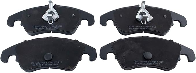 TRQ Front Brake Pads Ceramic Hardware Wear Sensor Compatible with 2008-2018 Audi A4 A4 Quattro A5 A5 Quattro A6 A6 Quattro A7 Quattro allroad Q5 S4 S5 SQ5 S6 S7