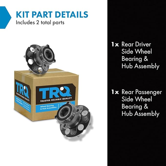 TRQ Rear Left and Right Wheel Bearing and Hub Assembly Set 2 Piece Compatible with 2007-2012 Acura RDX 2017-2018 RDX All Wheel Drive 2007-2011 Honda CR-V 4 Wheel Drive