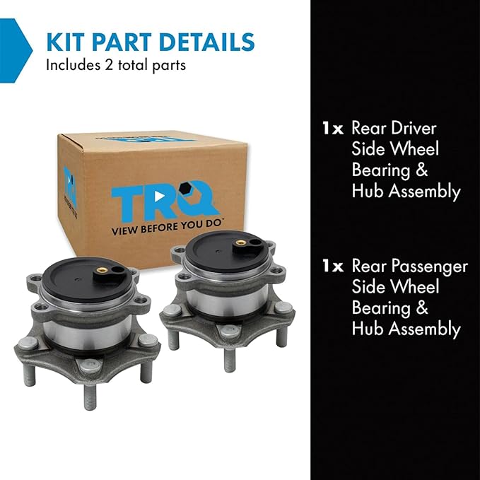 TRQ 2 Piece Rear Wheel Bearing & Hub Assembly Set with ABS Sensor Compatible with 2014-2018 Mazda 3