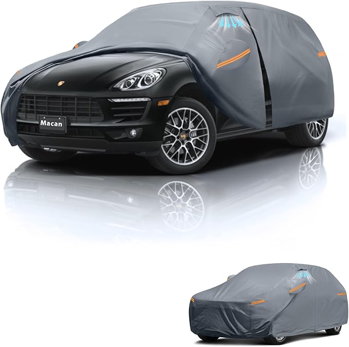 Waterproof Porsche Macan(2014-2026) Car Cover with Breathable Vents, [2025 Upgrade] Premium Covers with Cotton Liner and Zipper Door,Sun Rain Snow Dust Uv Protection.(Gift with Towel)