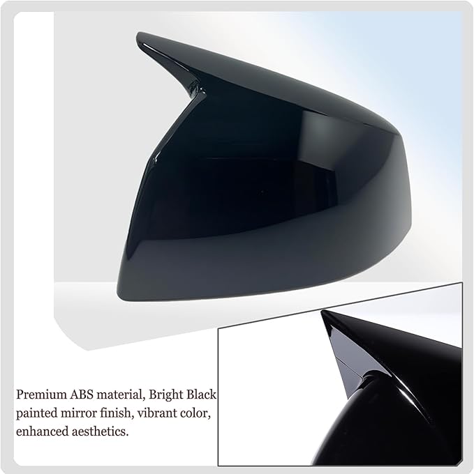Side Mirror Cover,for Tesla Model Y 2026 2027，2PCS Horned Turn Signal housing Cover Sets car Accessories -Bright Black