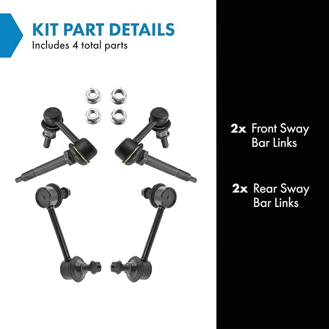 TRQ Front & Rear Sway Bar Stabilizer Link Set Compatible with 2008-2012 INFINITI EX35 2013 EX37 2011-2012 G25 2007-2008 G35 2008-2013 G37 2015 Q40 2014-2015 Q60 2014-2017 QX50 2009-2020 Nissan 370Z