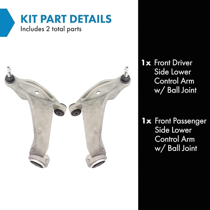 TRQ Front Left and Right Lower Control Arm with Ball Joint Set 2 Piece Compatible with 2008-2015 Cadillac CTS