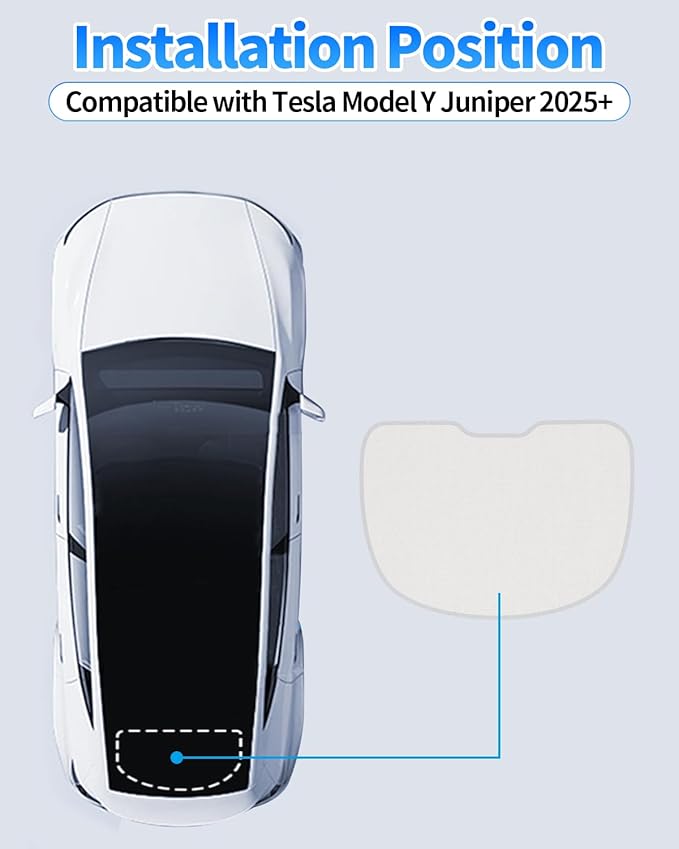 Rear Windshield Sunshade for Tesla Model Y Juniper 2025 2026, Rear Tailgate Foldable Sunshade Cover, 3-Gen Heat Insulation Glass Roof Sun Shade
