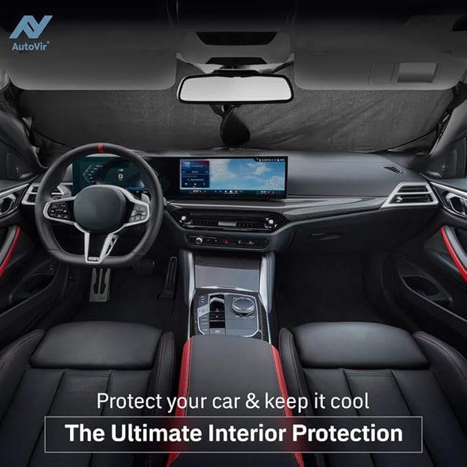 Foldable Windshield Sun Shade for Car – 280T Reflective UV and Heat Shield with Storage Bag | Keeps Interior Cool | Universal Fit for Sedans, SUVs, and Trucks – Standard (64" x 32")