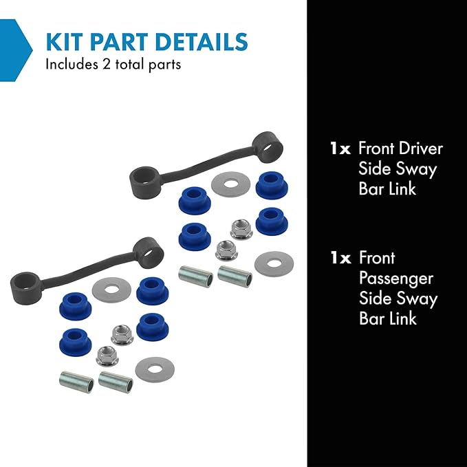 TRQ Front Driver and Passenger Side Sway Bar Link Set 2 Piece Compatible with 2007-2011 Dodge Nitro 2008-2012 Jeep Liberty