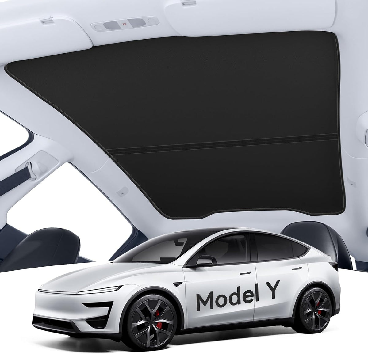For Tesla Model Y Juniper Sunshade Roof - Graphene Coated Roof Shade, Heat Reduction Glass Cover, Blackout Sun Shield Model Y Juniper 2025 2026 Accessories (Black, Model Y Juniper 2025-2026)