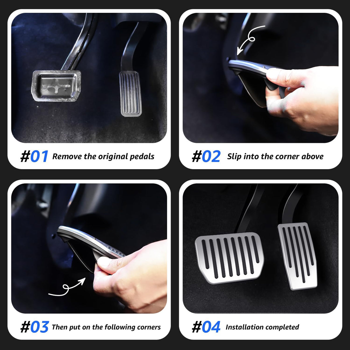 for Tesla Performance Pedal Pads Cover Foot Aluminum Non-Slip Pedals for Model Y(Juniper) Model 3(Highland) and Tesla Model 3/Y 2017-2026
