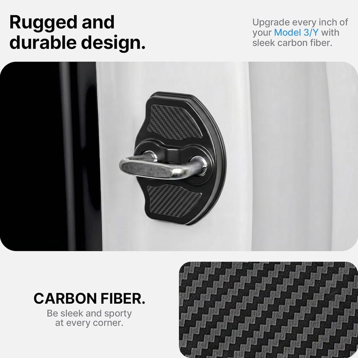 4-Pack Door Lock Cover Protector for Tesla Model 3/Y Door Panel