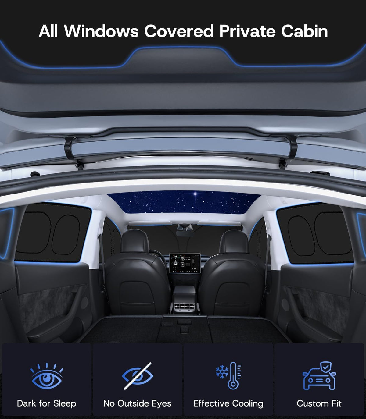 Side Window Sunshades for Tesla Model Y Juniper 2025-2026, 8 PCS