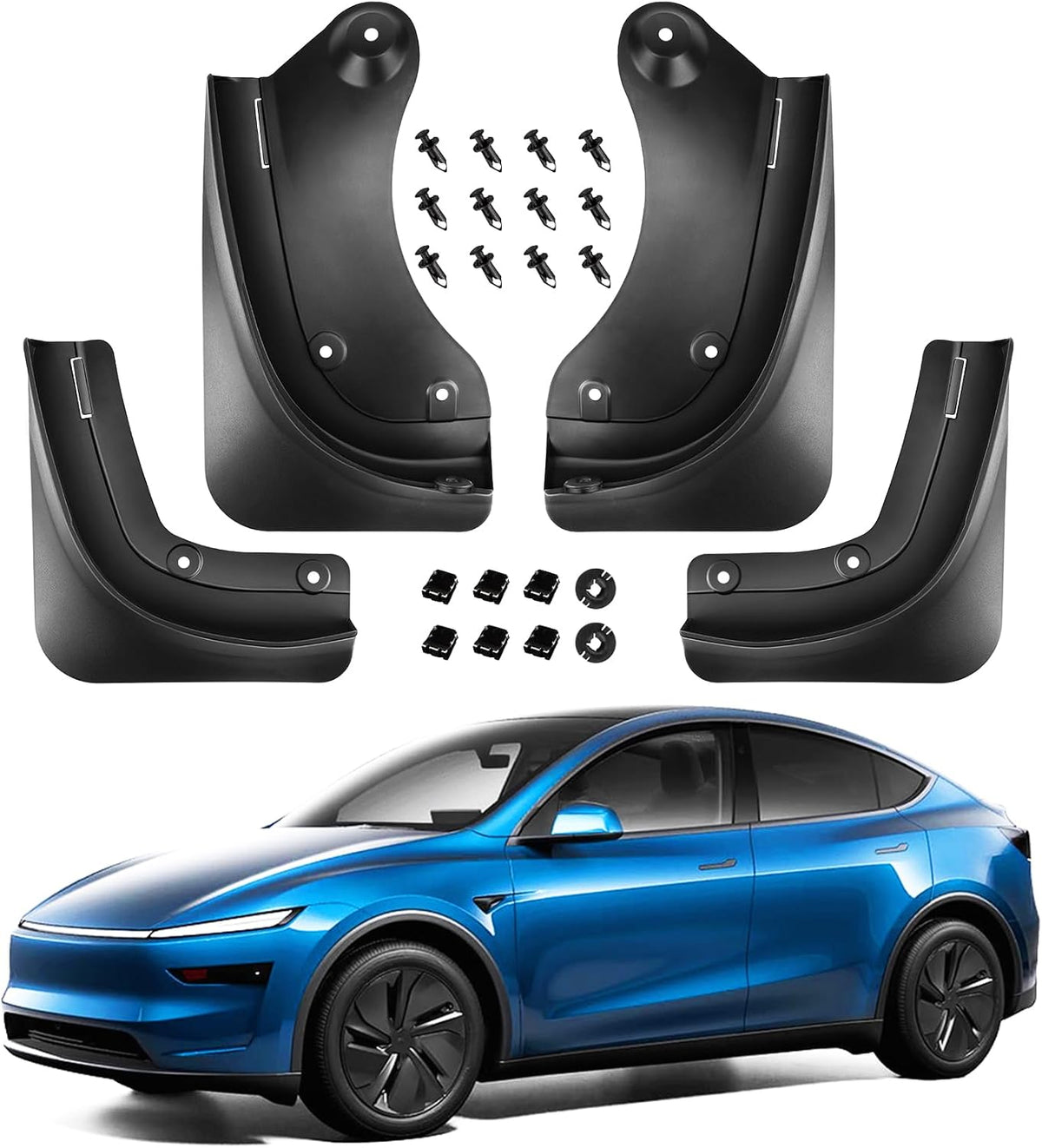 Mud Flaps for 2025-2026 Tesla Model Y Juniper, Black, Set of 4