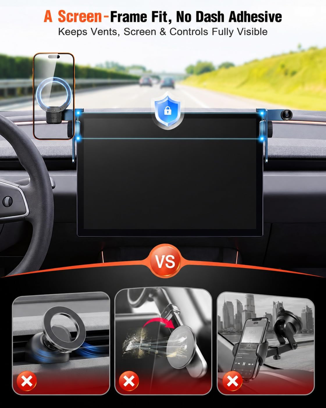 Magnetic Phone Mount for Tesla Model 3/Y Center Screen, Holder for Magsafe