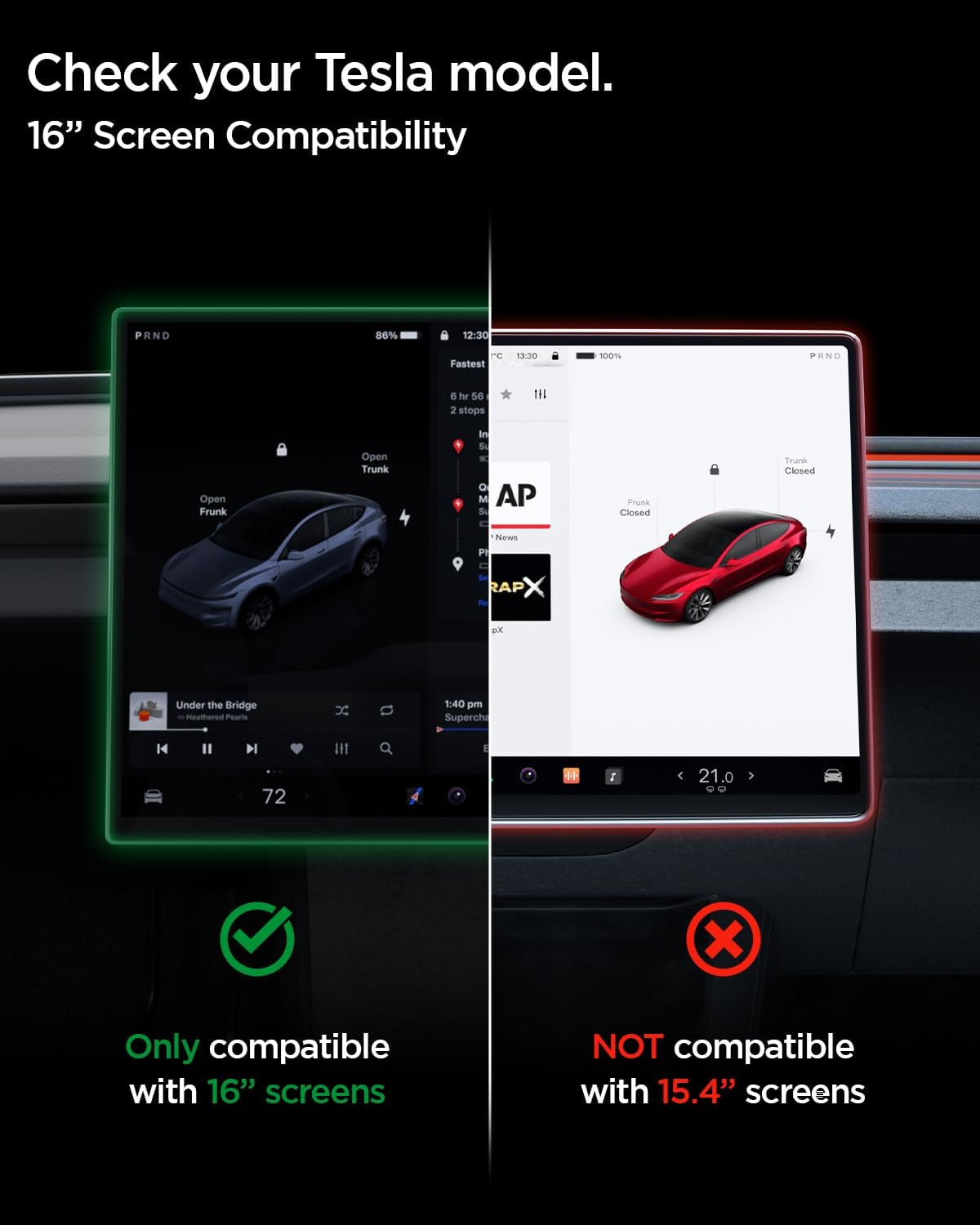 Glastr EZ FIT Screen Protector Matte Finish for Model Y (2026)