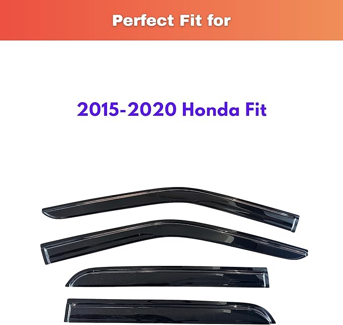 KPY Rain Guards Fit for 2015-2020 Honda Fit, Out-Channel Window Visors Vent Wind Deflectors 4PC, Car Accessories for 15-20 Honda Fit