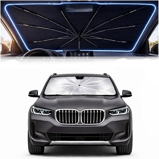 2026 Upgraded Car Windshield Sun Shade Umbrella - Custom-Fit for BMW X3 2018-2024 Umbrella Sunshade,Easy Install,UV Protection & Heat Reflective,Keep Interior Cooler with Storage Bag