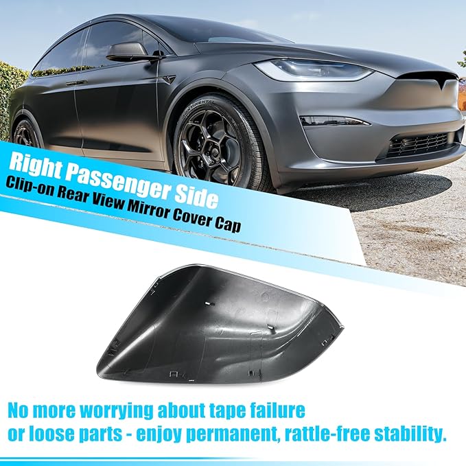 Jaronx Compatible with Tesla Model X Mirror Cover Replacement 2016-2025, Right Passenger Side Clip-on Rear View Mirror Cover Cap for Tesla Model X Accessories 1054431-00-D (Midnight Silver)