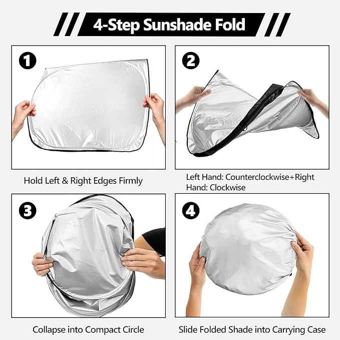Tesla Model Y Sunshade Windshield Upgraded Foldable Sunshade Front Window Sun Shade Full Cover Full-Size Foldable Front Sun Shade UV Protection Fabric 2025 New Model Y Refresh (Juniper) (White)
