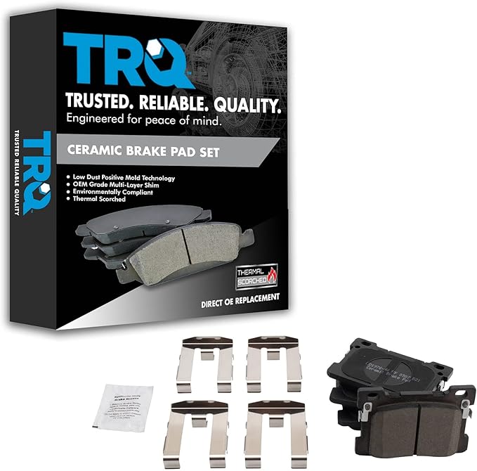 TRQ Rear Ceramic Brake Pad Set Compatible with 2017-2018 Genesis G90 2019 G90 To 3-04-19 Production Date