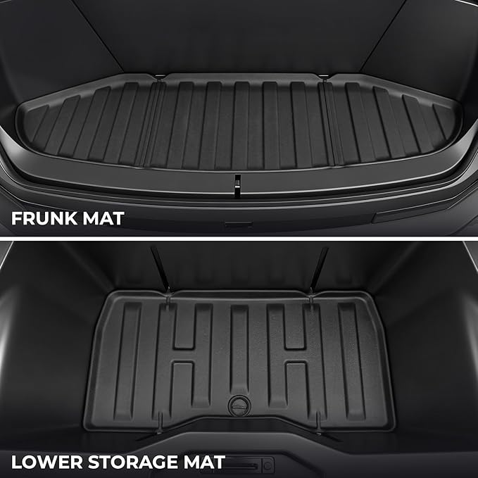 Floor Mats for Tesla Cybertruck 2023-2026, All Weather Floor Mats Truck Bet Mat Frunk Cargo Liner Accessories, Full Coverage Set