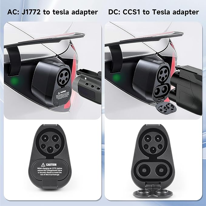 2 In1 CCS & J1772 to Tesla Adapter, 250KW Fast CCS1 to Tesla Charging Adapter, ONLY Fit for Tesla Model Y, 3, S, X, Compatible with Level 1 2 3 Charging Stations with CCS1& J1772 Plug
