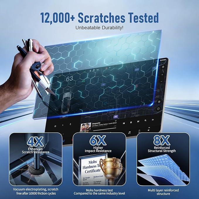 3-in-1 (15.4") Tesla Accessories for Model Y Juniper / 3 Highland Screen Protector [No Glare & Fingerprint] 9H Tempered Glass, for Model 3(2024-2026), Model Y Juniper, Matte