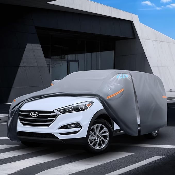 Waterproof Hyundai Tucson(ix35)(2004-2026) Car Cover with Breathable Vents, [2026 Upgrade] Premium Covers with Cotton Liner and Zipper Door, Sun Rain Snow Dust Uv Protection.(Gift with Towel)