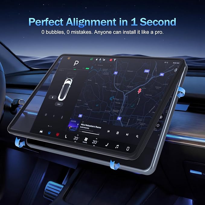 (15.4")【1s Snap-On Easy installation】Tesla Accessories - No Glare & Fingerprint Screen Protector for 2025 Model Y Juniper (Standard、Premium), Model 3 Highland (2024 - 2026), Frame & Screen Protection, Matte