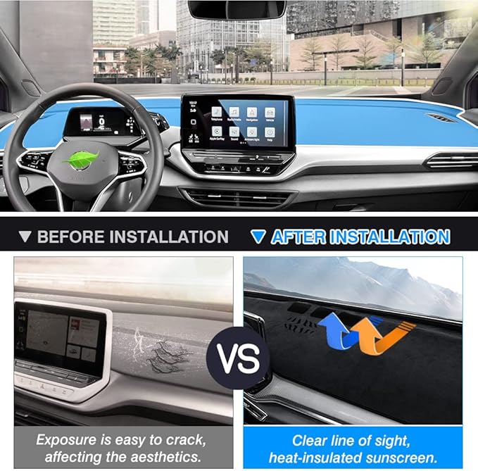 Autorder Dashboard Cover Mat for Volkswagen ID.4 VW ID4 2021-2025 2026 Accessories Dash Cover Flannel Dash Mat Sunshade Glare UV Rays Protector