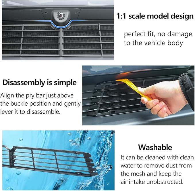 Grille Mesh Inserts for Tesla Model Y 2025 2026 Juniper Front Air Inlet Vent Grille Cover Grid ABS Detachable Replacement for New Model Y Juniper (Launch Series) Accessories