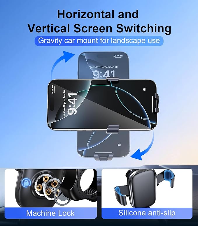 Universal 17mm Ball Mount Phone Holder Gravity Clamp for Car Mount Replace Clip Joint [Dual Head Screen Phone Holder Clip Head Accessory]