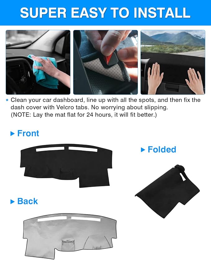 Autorder Dashboard Cover Mat for 2004-2012 Nissan Titan Accessories Dash Cover Flannel Dash Mat Sunshade Glare UV Rays Protector (Without Cutout for Navi/Sensor)