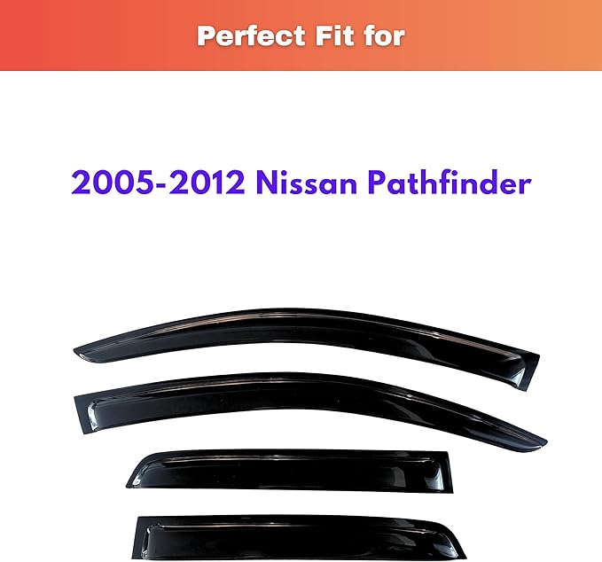 KPY Rain Guards Fit for 2005-2012 Nissan Pathfinder, Out-Channel Window Visors Vent Wind Deflectors 4PC, Car Accessories for 05-12 Pathfinder