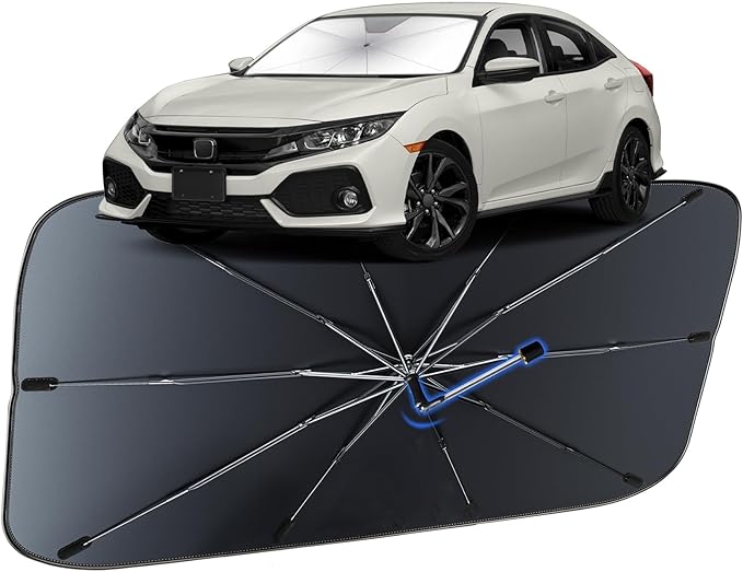 Windshield Sun Shade for Honda Civic 2016-2026, Umbrella Car Shades with 360°Rotating Shaft, Foldable Front Window Sunshade for UV & Heat Protection