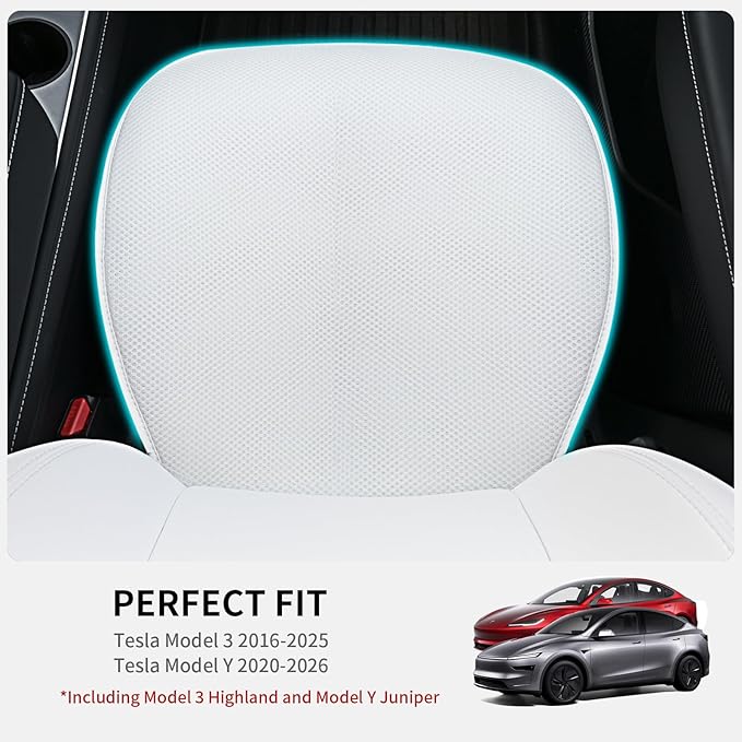 2025 Font Bottom Seat Covers for Tesla Model 3/Y Juniper/Highland [Breathable Mesh & Anti-Slip & Washable] 2PCS Seat Protectors for Tesla Model Y Model 3 Accessories 2026 2025-2017 White