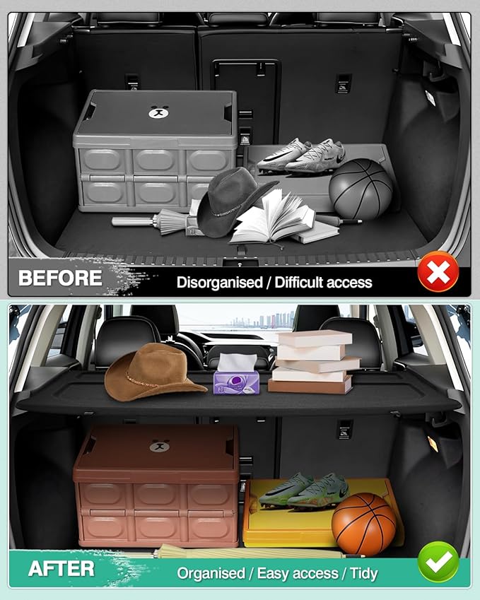 Powerty Cargo Cover for 2022 2023 2024 2025 Volkswagen VW Taos Accessories Trunk Cover Retractable Trunk Shielding Shade Cargo Luggage Cover Black (Can Withstand The Load)