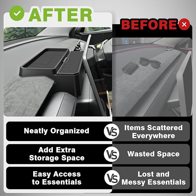 BestEvMod for 2026+ Model Y Juniper Refresh/2026 2025 2024+ Model3 Highland Refresh Sunglasses Holder Screen Dash Console Organizer Accessories Dashboard Organizer Back Storage Box Custom Fit Silicone
