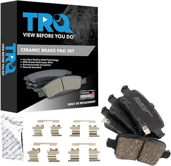 TRQ Rear Brake Pads Ceramic Compatible with 2016-2019 Chevrolet Cruze 2017-2023 Bolt EV 2022-2023 Bolt EUV 2016-2019 Volt