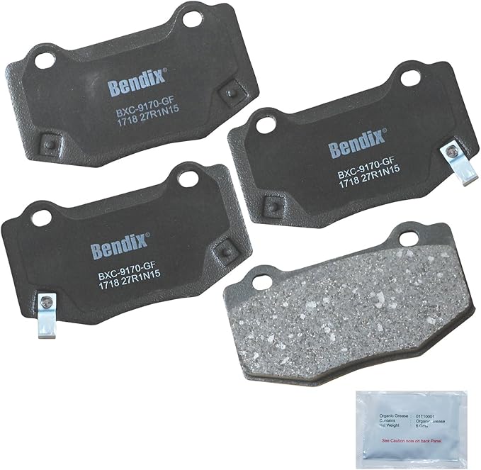 Bendix Priority1 CFC1718 Ceramic Rear Brake Pads for Cadillac ATS 2019-2018, Chevrolet Camaro 2021-2016, Corvette 2019-2014