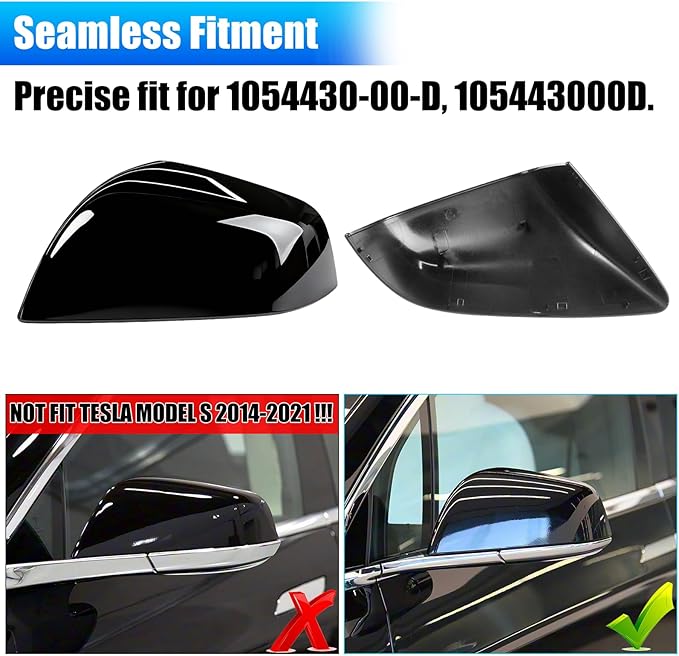 Jaronx Compatible with Tesla Model X Mirror Cover Replacement 2016-2025, Left Driver Side Clip-on Rear View Mirror Cover Cap for Tesla Model X Accessories 1054430-00-D (Black)