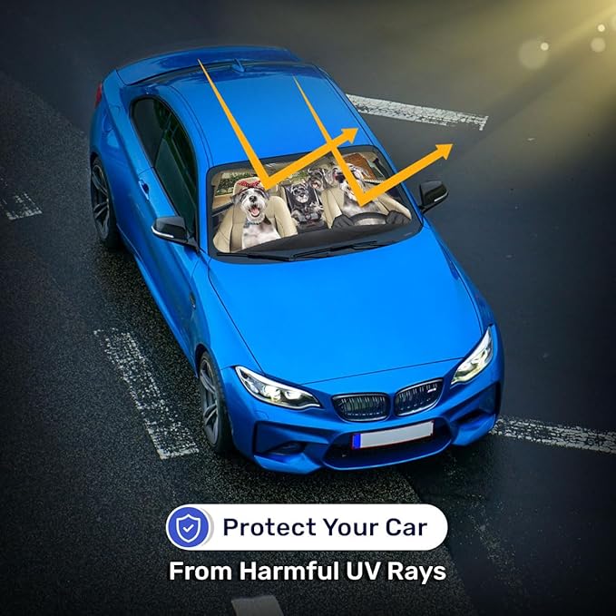 Horror Windshield Sun Shade for Car SUV Truck (55x30 Inches), Front Window Visor for Windows, Protector Blocks UV