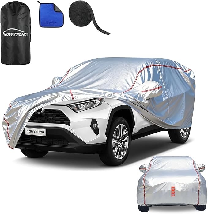 Car Cover Waterproof All Weather for Toyota Rav4 2006-2025,All-Around Fastening and 4 Upgrades, 30s Quick-Install for Car Cover